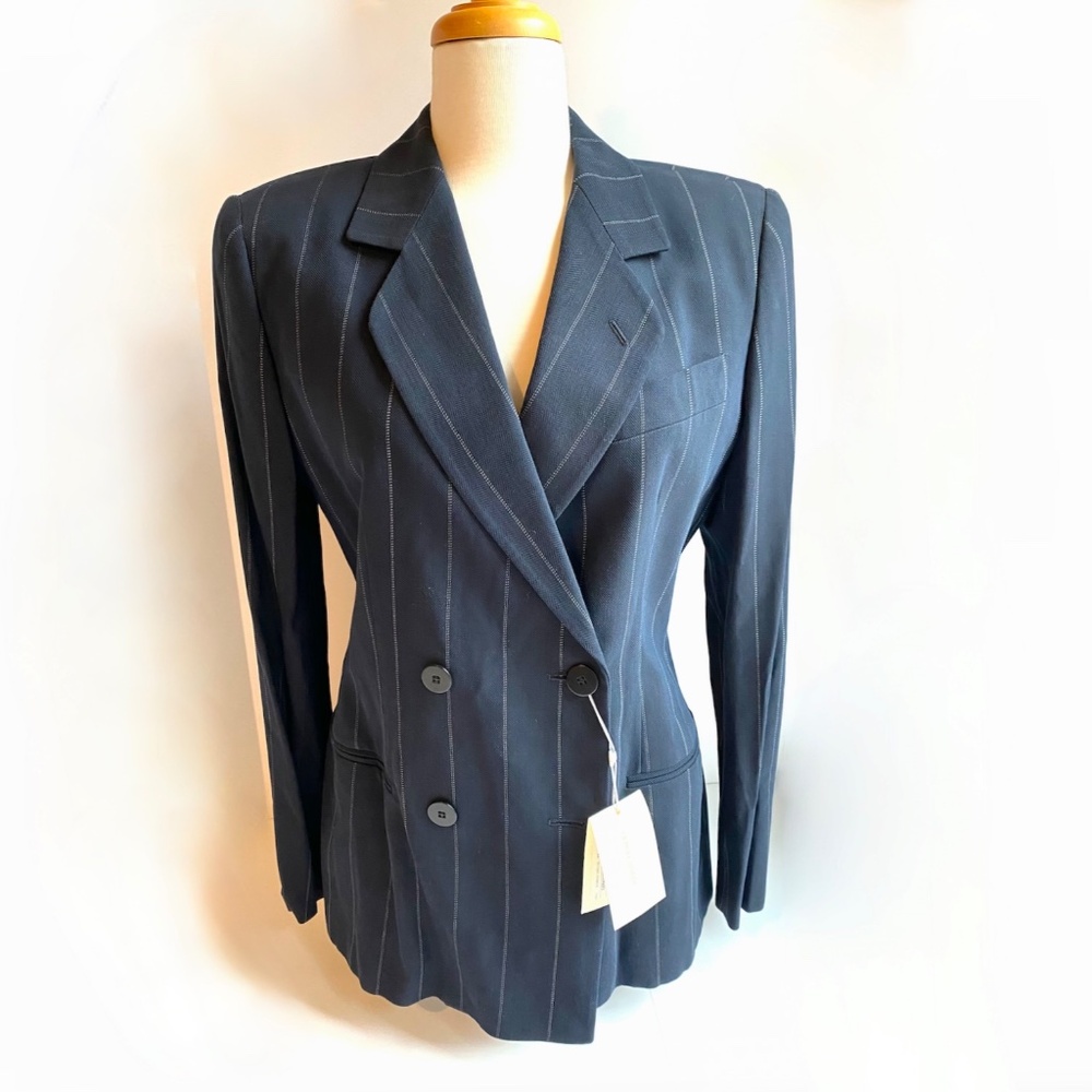 *RARE* Vintage Women's GIORGIO ARMANI (NWT) Navy Pinstripe Blazer SIZE 8